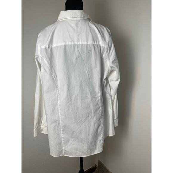 CJ Banks Womens Collared Academia Business Embroidered Button-Up Blouse White 1X - Picture 4 of 10